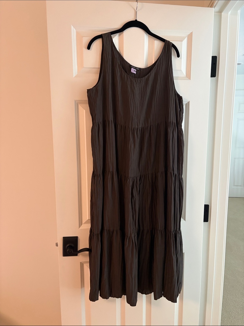 Eileen Fisher Brown Tiered Sleeveless Maxi Dress